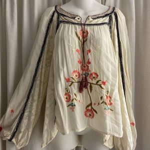 Free People Embroidered Top Blouse Small